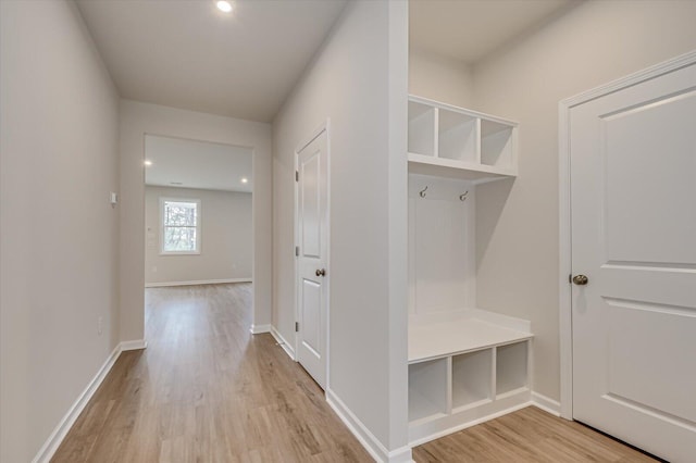 mudroom featuring light wood-type flooring