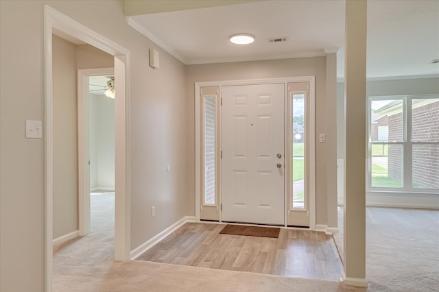 1869 Heathers Way, Augusta, GA 30906 - entryway with carpet floors, crown molding, and baseboards