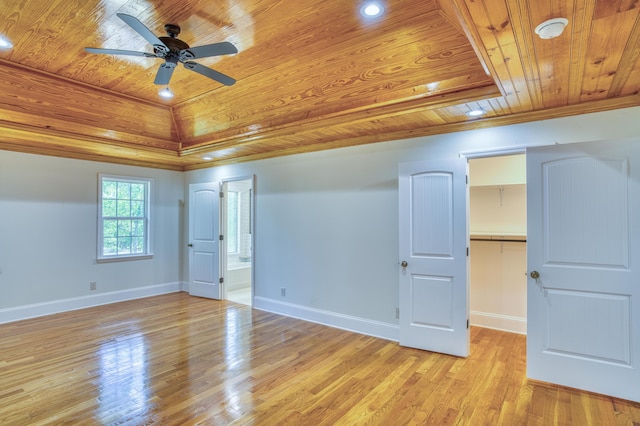 1423 Edgefield Rd, North Augusta, SC 29860 - unfurnished bedroom with wood ceiling, light wood-style floors, a spacious closet, connected bathroom, and recessed lighting