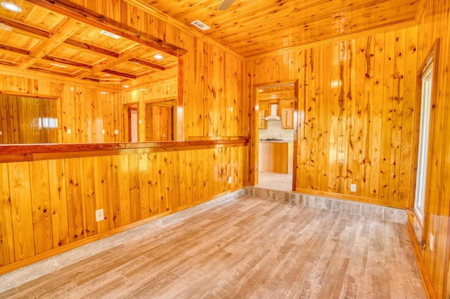 1423 Edgefield Rd, North Augusta, SC 29860 - unfurnished room with wood walls, wood finished floors, and a wooden ceiling with exposed beams