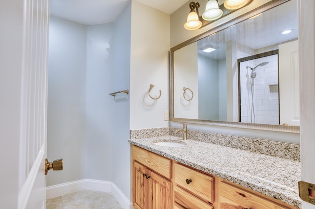 1423 Edgefield Rd, North Augusta, SC 29860 - bathroom featuring vanity, tiled shower, and tile patterned flooring