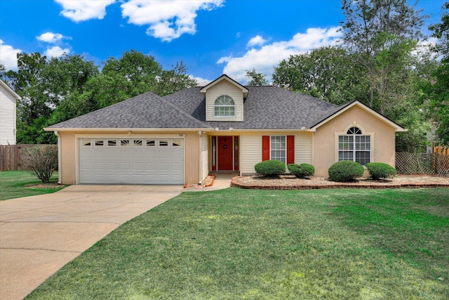 198 Eagle Lake Rd, North Augusta, SC 29841 - traditional home with an attached garage, concrete driveway, a shingled roof, and stucco siding