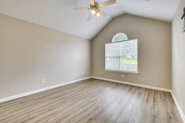 198 Eagle Lake Rd, North Augusta, SC 29841 - empty room with wood finished floors, a ceiling fan, and vaulted ceiling