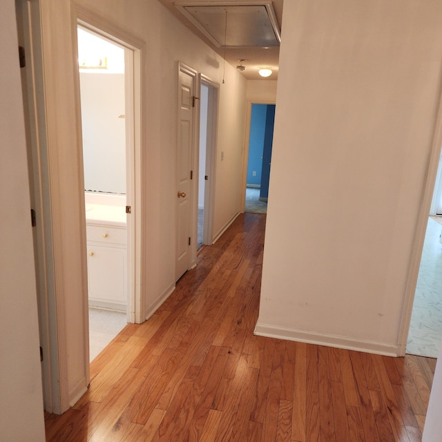 corridor featuring light hardwood / wood-style floors