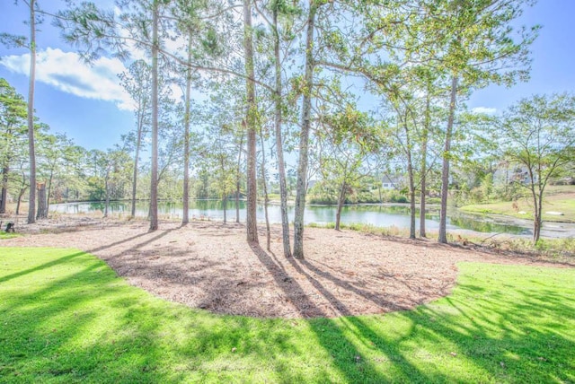 view of yard with a water view