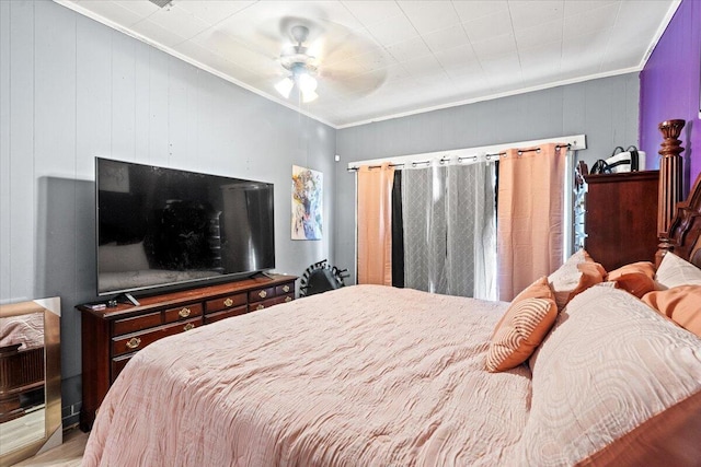 3318 Forest Estates Dr, Augusta, GA 30909 - bedroom featuring ornamental molding, wood finished floors, and ceiling fan