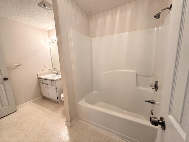 4917 Cavan Pl, Grovetown, GA 30813 - bathroom with vanity, a textured ceiling, tub / shower combination, toilet, and baseboards