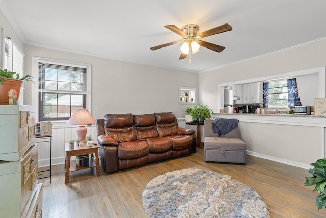 2144 Reedale Ave, Augusta, GA 30906 - living area with ceiling fan, wood finished floors, and ornamental molding