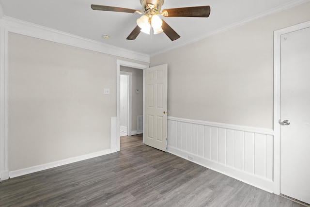 2144 Reedale Ave, Augusta, GA 30906 - empty room with wood finished floors, a ceiling fan, ornamental molding, and baseboards