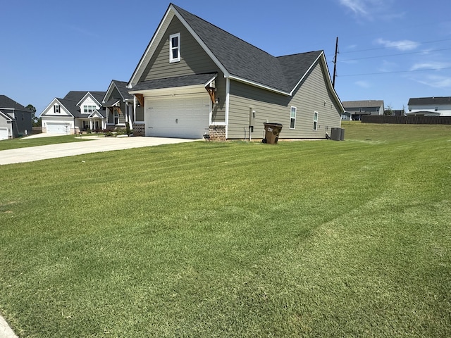 craftsman-style house with a front lawn and a garage