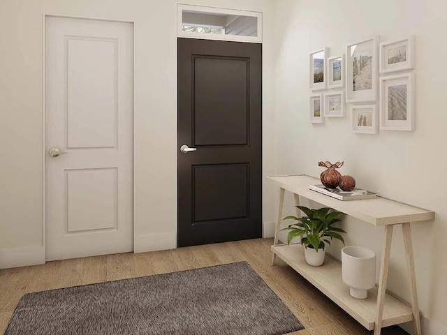 doorway to outside featuring light hardwood / wood-style floors