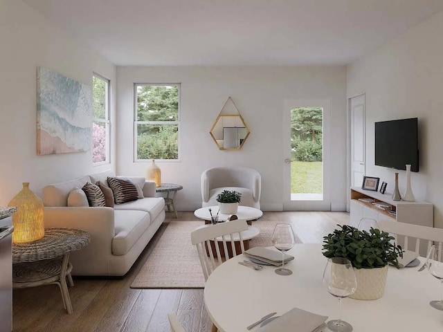 living room featuring light hardwood / wood-style floors