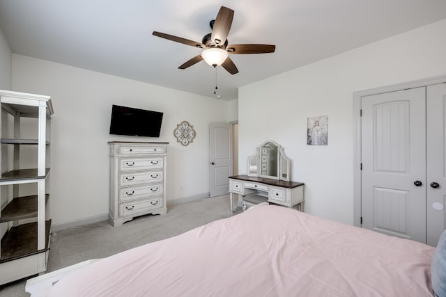 210 Rivernorth Dr, North Augusta, SC 29841 - bedroom with light colored carpet, ceiling fan, and a closet