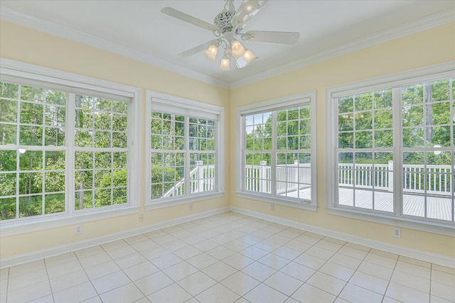 327 Peter Carnes Dr, North Augusta, SC 29860 - unfurnished sunroom featuring baseboards, ornamental molding, and tile patterned floors