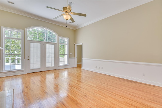 327 Peter Carnes Dr, North Augusta, SC 29860 - spare room with light wood-type flooring, crown molding, ceiling fan, and baseboards