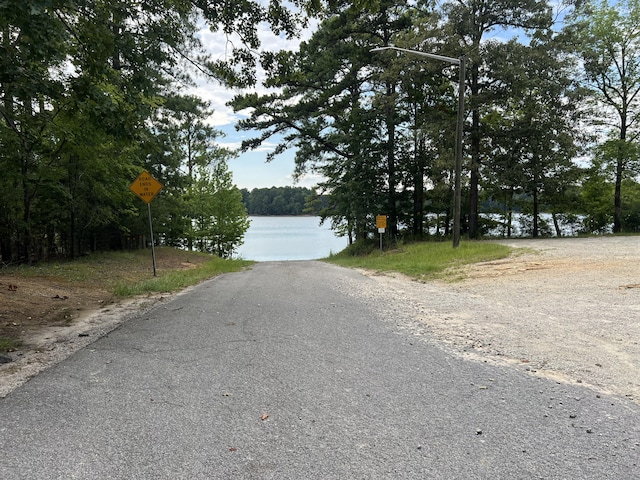 view of road with a water view