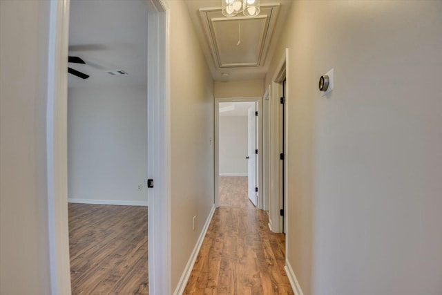 hallway featuring wood-type flooring