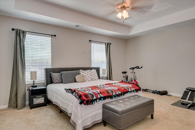 260 Claudia Dr, Grovetown, GA 30813 - bedroom featuring carpet flooring, baseboards, a raised ceiling, and ceiling fan