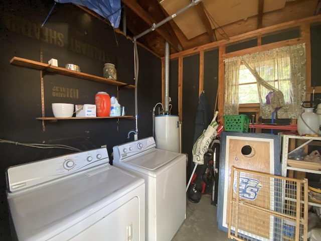 2416 Forest Park Rd, Augusta, GA 30904 - washroom with water heater and washer and dryer