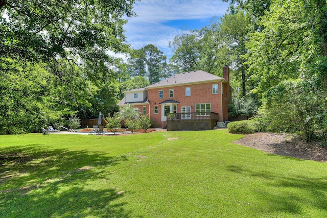 3549 Stevens Way, Martinez, GA 30907 - rear view of property with a deck, a lawn, a chimney, and a patio area