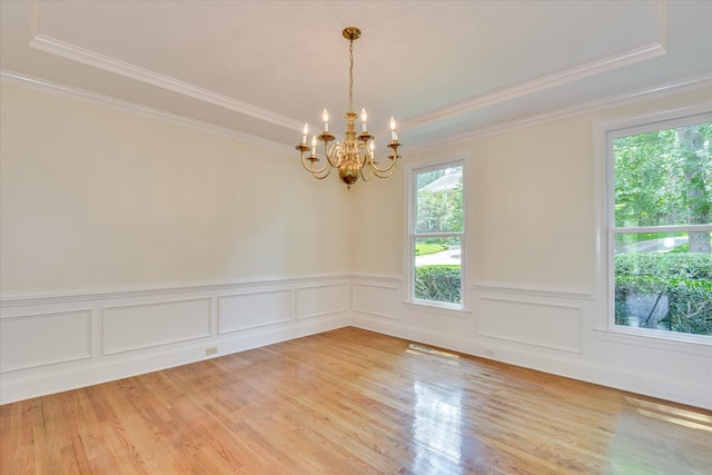 3549 Stevens Way, Martinez, GA 30907 - spare room featuring a raised ceiling, healthy amount of natural light, ornamental molding, a chandelier, and a wainscoted wall