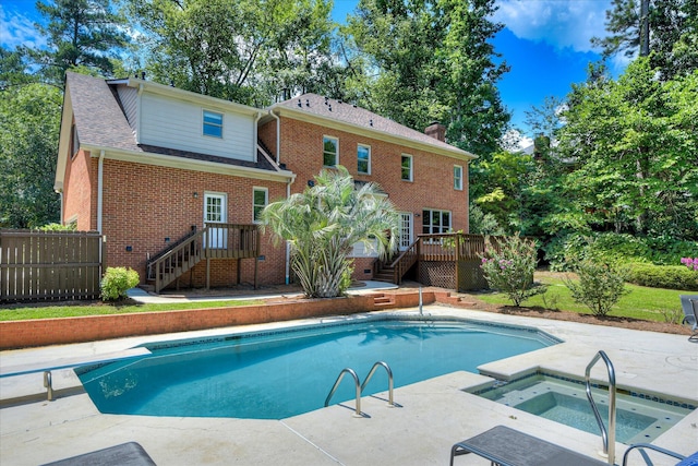 3549 Stevens Way, Martinez, GA 30907 - view of pool featuring a wooden deck, an in-ground hot tub, stairway, and a diving board
