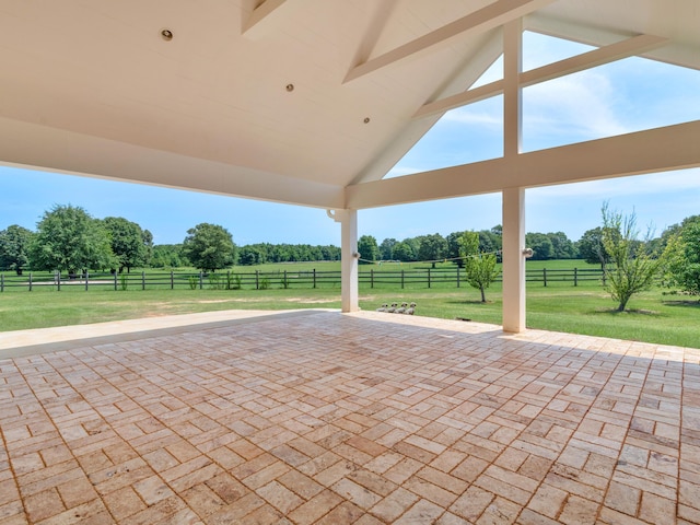 view of patio / terrace featuring a rural view