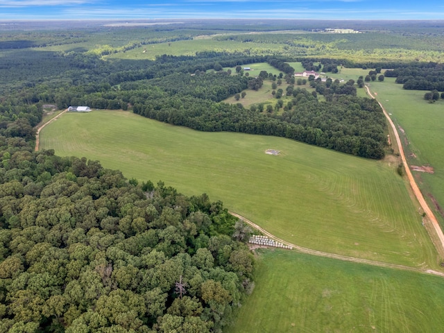 birds eye view of property featuring a rural view