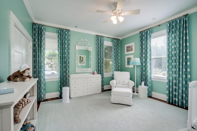2619 Raymond Ave, Augusta, GA 30904 - living area with baseboards, ceiling fan, ornamental molding, and wood finished floors
