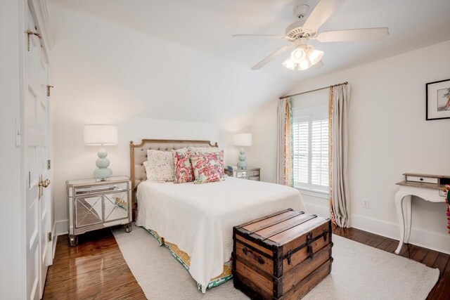 2619 Raymond Ave, Augusta, GA 30904 - bedroom featuring baseboards, a ceiling fan, wood finished floors, and vaulted ceiling