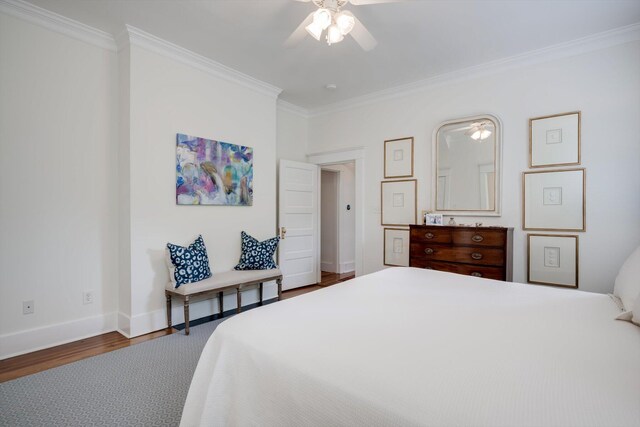 2619 Raymond Ave, Augusta, GA 30904 - bedroom with a ceiling fan, baseboards, ornamental molding, and wood finished floors