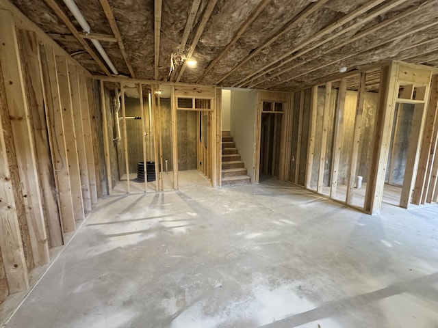 below grade area with stairs