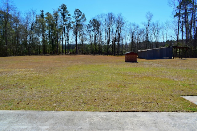 view of yard with an outdoor structure