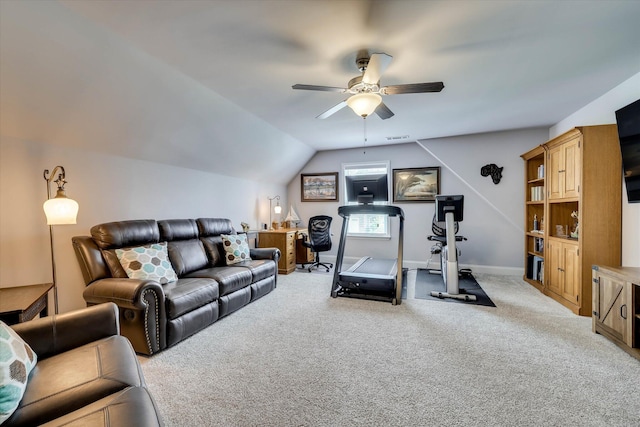 1856 Preservation Cir, Evans, GA 30809 - carpeted living room featuring ceiling fan and lofted ceiling