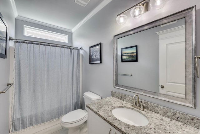 1856 Preservation Cir, Evans, GA 30809 - bathroom with vanity, ornamental molding, and shower / tub combo with curtain