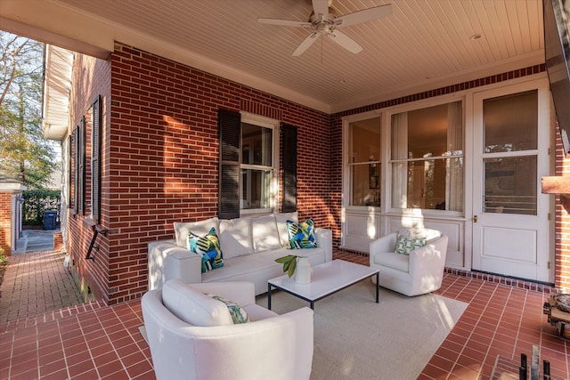 view of patio / terrace featuring ceiling fan and outdoor lounge area