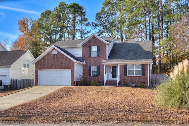 view of front of house with a garage