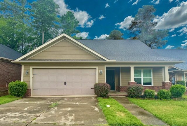 1026 Barrett Dr, Evans, GA 30809 - view of front of house with brick siding, an attached garage, driveway, and a porch