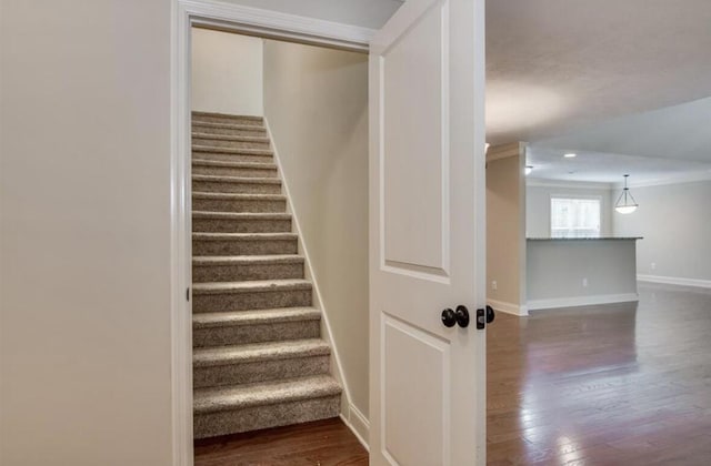 1026 Barrett Dr, Evans, GA 30809 - stairs with wood finished floors and ornamental molding