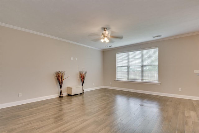 3109 Lobella Dr, Grovetown, GA 30813 - empty room with ceiling fan, ornamental molding, wood finished floors, and baseboards
