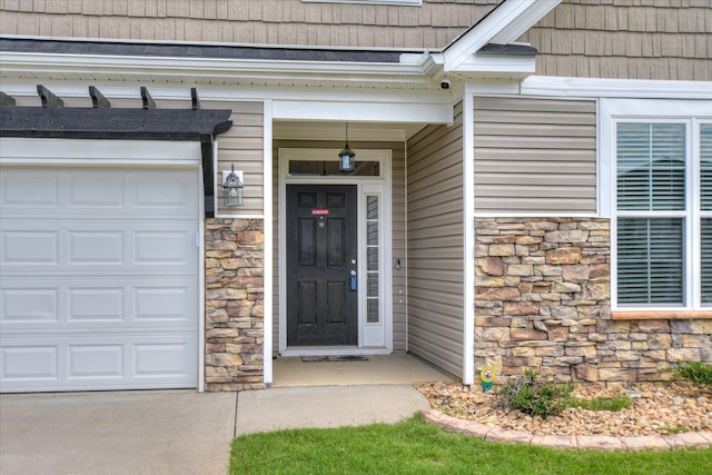 3109 Lobella Dr, Grovetown, GA 30813 - property entrance featuring stone siding and a garage