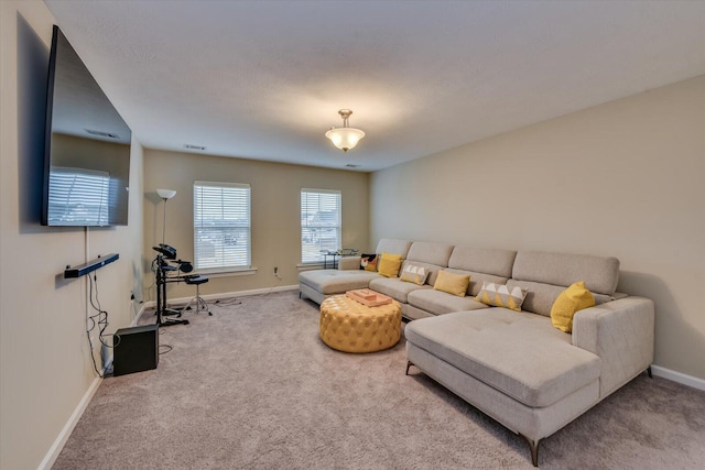 living room with carpet floors