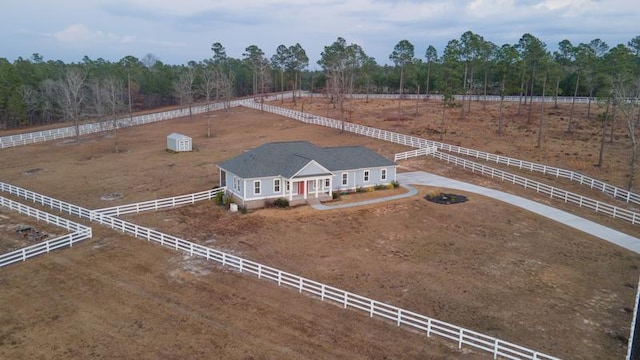 aerial view with a rural view