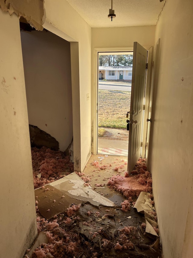 entryway with a textured ceiling