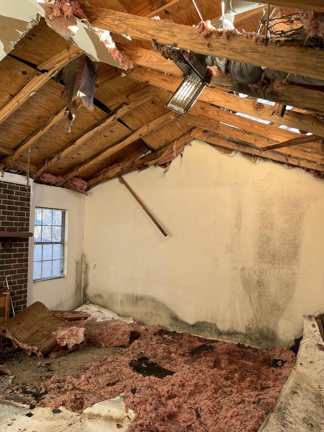 view of unfinished attic