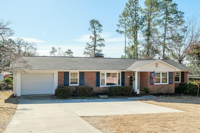 single story home with a garage