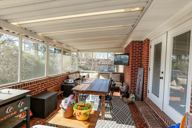 sunroom with french doors