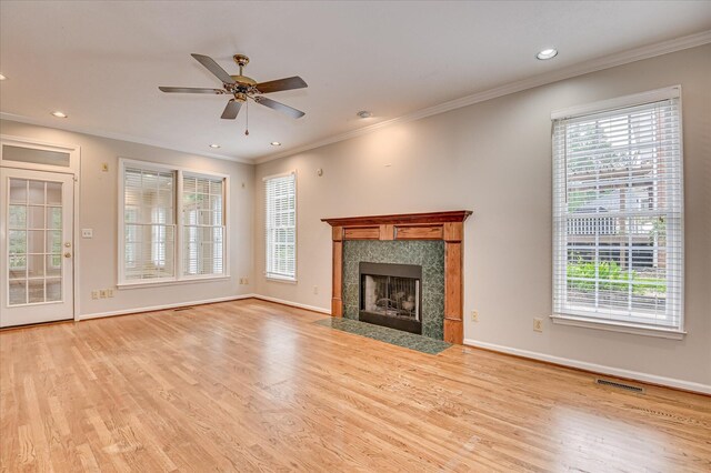 3696 El Cordero Ranch Springs Rd, Augusta, GA 30907 - unfurnished living room featuring plenty of natural light, wood finished floors, ornamental molding, baseboards, and recessed lighting