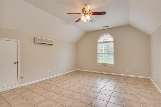 3696 El Cordero Ranch Springs Rd, Augusta, GA 30907 - bonus room featuring a wall unit AC, lofted ceiling, light tile patterned floors, ceiling fan, and baseboards