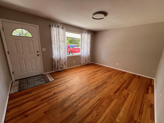 foyer with hardwood / wood-style floors and a healthy amount of sunlight